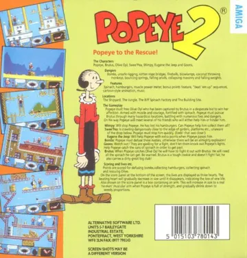 Popeye 2 box cover back